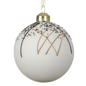 Weihnachtskugel Weiß mit Dekor Ø 8 cm - Glas