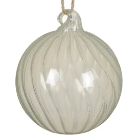 Weihnachtskugel Weiß transparent geschwungene Linien Ø 8 cm - Glas