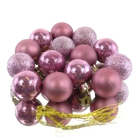 Weihnachtskugeln Pink bruchfest Ø 3 cm aus Kunststoff - 14er Set