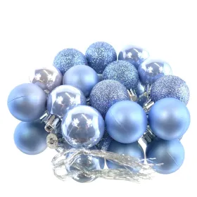 Weihnachtskugeln Sky Blue Blau bruchfest Ø 3 cm aus Kunststoff - 14er Set