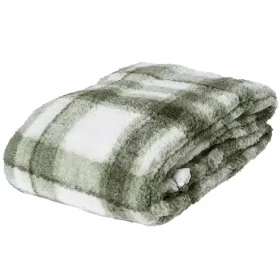 Weihnachtskuscheldecke kariert Grün-Weiß 1,3 x 1,7 Meter - Polyester
