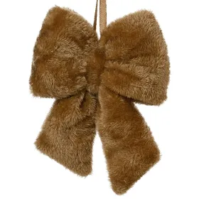 Weihnachtsschleife Braun 4 x 11 x 14 cm - Kunstfell