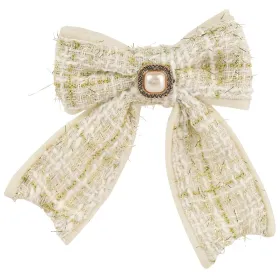 Weihnachtsschleife champagnerfarben mit Brosche & Clip - Polyester