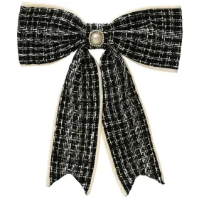 Weihnachtsschleife schwarz/cremefarben mit Brosche - Polyester