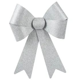 Weihnachtsschleife silberglänzend Höhe 29 cm Breite 21 cm - Kunststoff