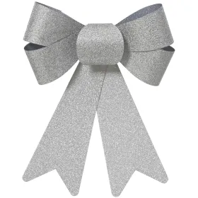 Weihnachtsschleifen silberglänzend Höhe 17 cm Breite 15 cm 2er Set - Kunststoff