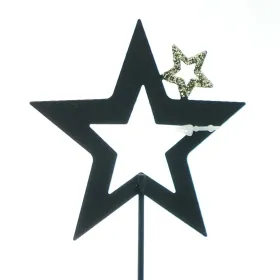 Weihnachtsstecker Stern auf Stern schwarz & goldfarben Ø 7,5 cm Weihnachtsstecker Stern auf Stern schwarz & goldfarben Ø 7,5 cm
