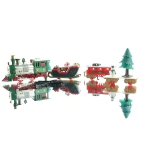 Weihnachtszug Eisenbahn mit 3 Waggons Schienen & LED Licht - Kunststoff Weihnachtszug Eisenbahn mit 3 Waggons Schienen & LED Licht - Kunststoff